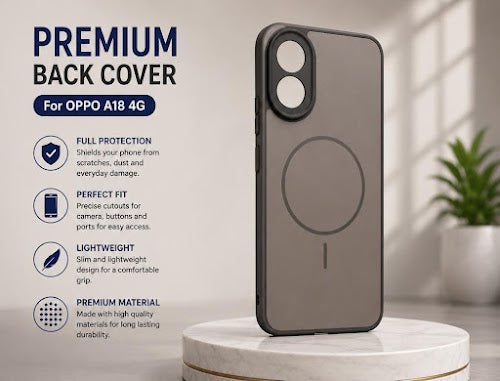 Premium Magnetic Transparent Shockproof TPU Back Cover Case for OPPO A18 4G - Black