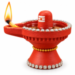 Royal Divine Terracotta Stone work Lingam Lamp | Traditional Shiva Lingam Oil Diya | Handmade Pooja Décor[2inch=H*L=2*2]