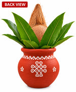 Royal Divine Terracotta Kollam design Kalasam Pot | Traditional Handmade Pooja Kalash | Decorative Art Work for Home & Temple[4inch=H*L=4*3.5]