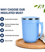 Insulated 400 ml stainless steel mug with lid