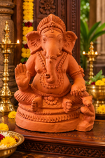 Handcrafted Terracotta Ganesha Idol – Traditional Eco-Friendly Clay Ganesh Statue for Home & Pooja Decor