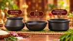 Royal Terracotta Handmade Cookware – 2.5 Litres Rice Bowl, 2 Litres Kadai & 3 Litres Chettinadu Kulambu Chatti