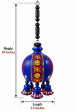Royal Blue Terracotta Hanging Dome |6 Bells| | Handcrafted Traditional Decorative Hanging Bell | Ethnic Home Décor[18inch=H*L=18*5.5]