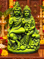 Terracotta Green Shiva Parvathi Family Golu Dolls Set – Handmade Traditional Golu Idol 6 inch