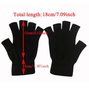 1. 2 Pair Half Finger Gloves Winter Knit Touchscreen Warm Stretchy Mittens Fingerless Gloves in Common Size for Men and Women,black