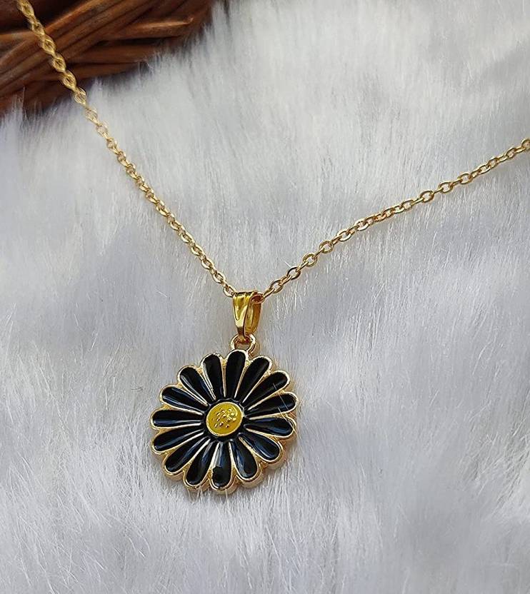 Black Flower Trandy Necklace Chain.Black Flower Trendy Necklace Chain for Women – Stylish Fashion Jewelry