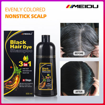 3 in 1 Instant Black Hair Dye Shampoo for Women | Quick Hair Coloring & Grey Coverage (Pack of 2).