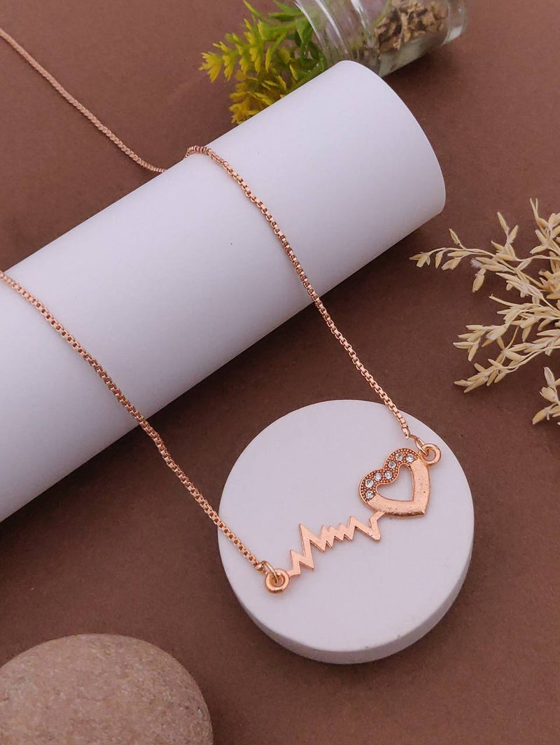 Heartbeat & Heart Shape Pendant Necklace
