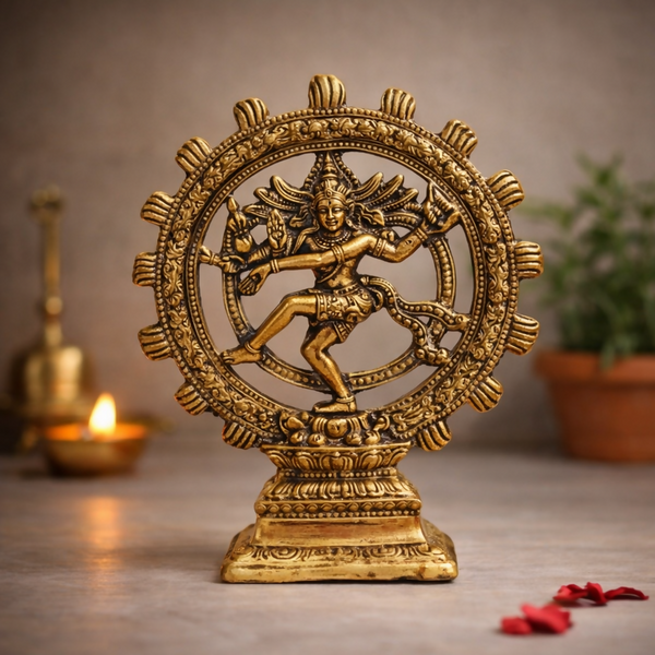 Brass Nataraja Statue | Lord Shiva Dancing Idol for Home & Pooja Decor