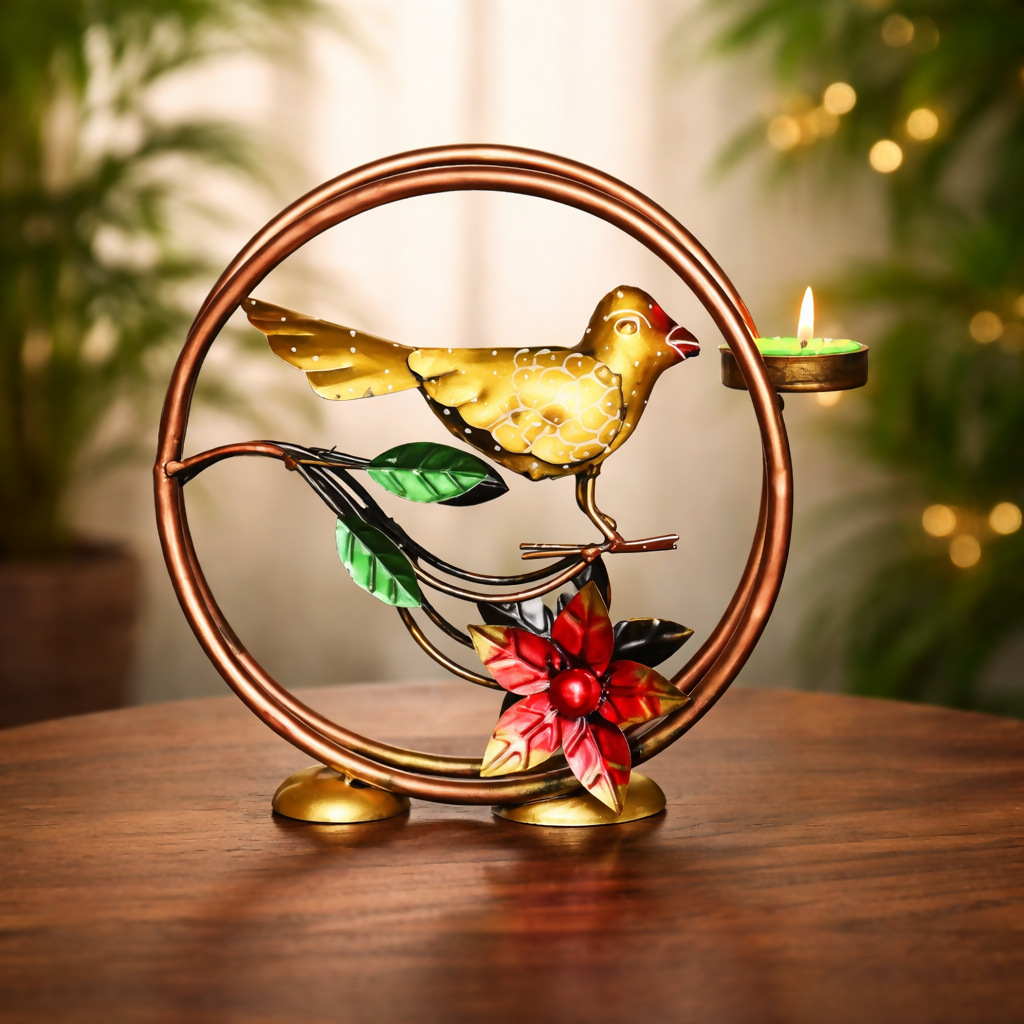 Decorative Bird Candle Holder | Metal Bird Tea Light Stand for Table Decor & Home Decoration