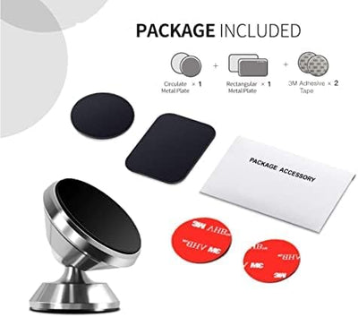 360 Degree Rotating Magnetic Mobile Holder Aluminium Metal Portable  for Car, Office, Desk, Home and Table