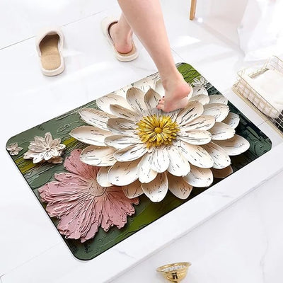 3D Flower Printed Door Mat  Home Office Entrance Door Floor Mat ( Pack Of 2 )