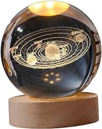 3D Galaxy Crystal Ball Night Lamp,Solar System