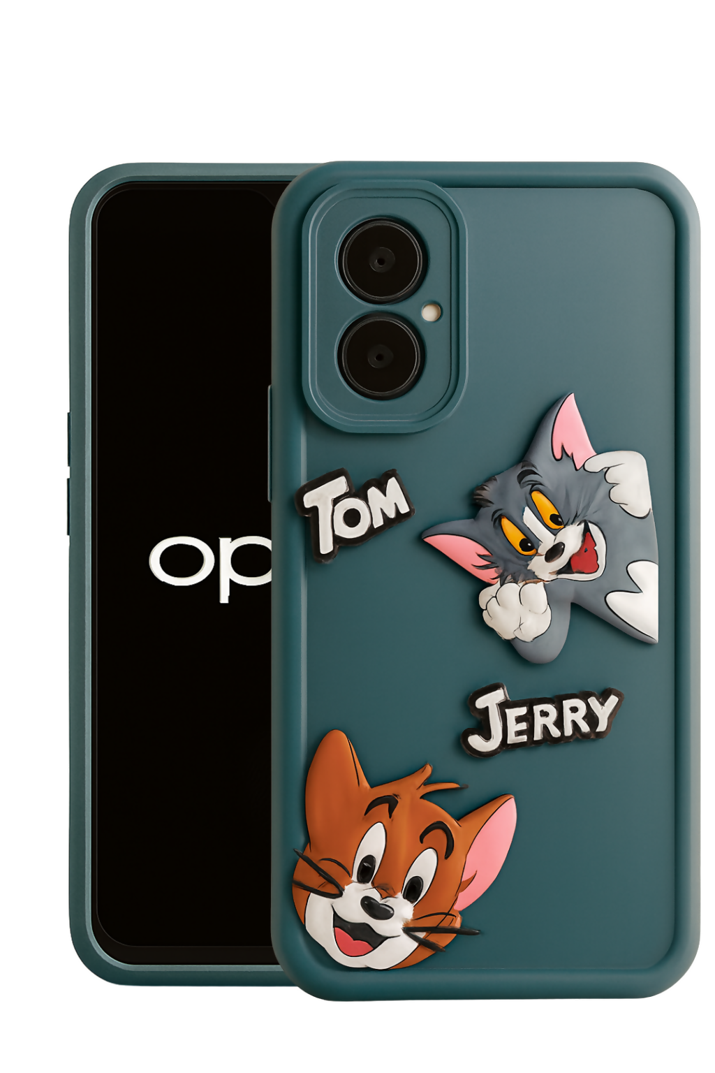 OPPO A38 Back Cover Cartoon Cat Mouse Design | Scratch Resistant Soft Silicone Case | Cute Kids Mobile Cover | Shockproof Protection | Stylish Printed Phone Case