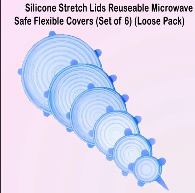 Multi Size Microwave Safe Silicone Stretch Lids reuseable Flexible Covers-Set of 6