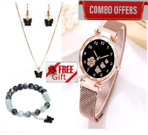 1. Flower Designer Women’s & Girl’s Analog Watch with Bracelet Set