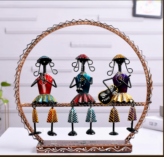 Metal Tribal Band Showpiece for Home Decoration | Handmade Ethnic Figurines | Living Room Decor