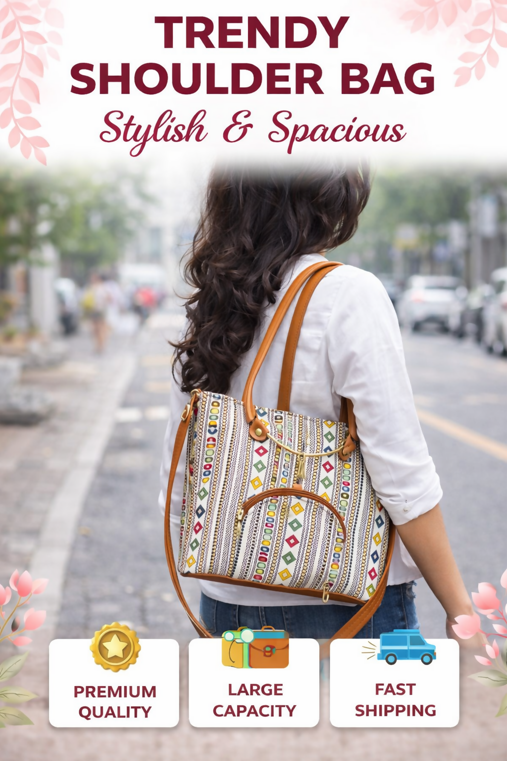 Trendy Printed Shoulder Bag for Women – Stylish & Spacious Handbag with Large Capacity, Premium Quality & Daily Use Sling Bag