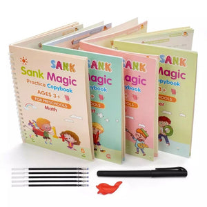 1. 4pcs/set Magic Sank Practice Copybook with English Language Printing,Calligraphy Word Book Best Gift for Child