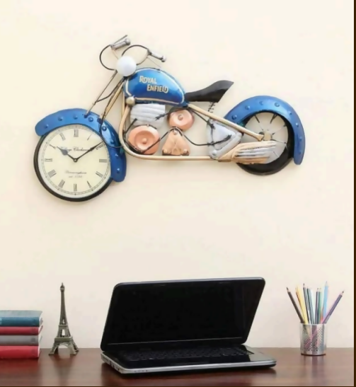 Royal Bike Wall Clock – Vintage Motorcycle Design Decorative Wall Clock for Home & Office
