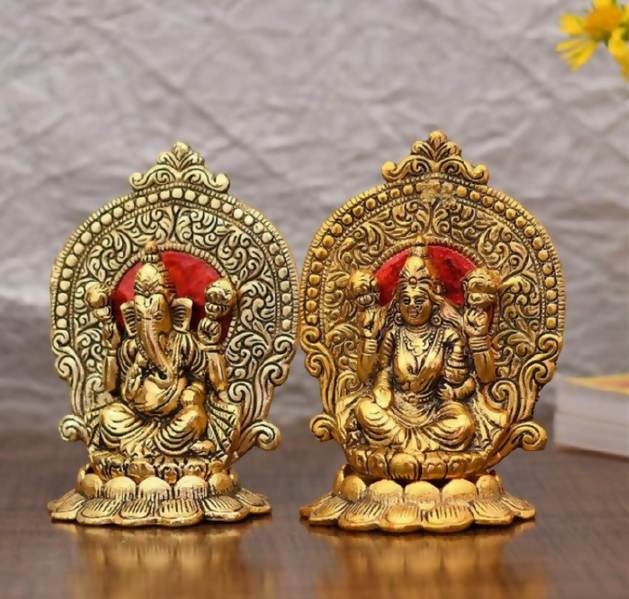 Golden Lakshmi Ganesha Idol Set – Premium Diwali Gift & Home Decor Showpiece