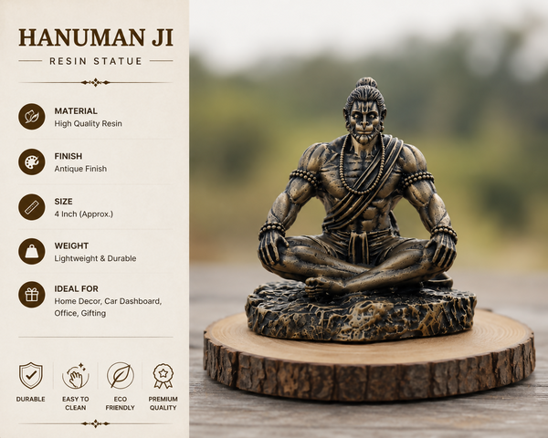 Handcrafted Antique Hanuman Ji Resin Idol – 4 Inch Decorative Showpiece