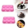 6 Holes Pink Silicone Moulds, Semicircle Half Candy Moulds Non Stick