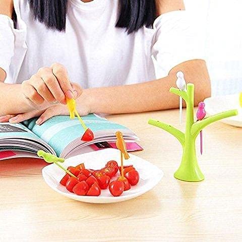 Fruits Eating Fancy Fork Tree Shape Holder Rack (Pack of 5)
