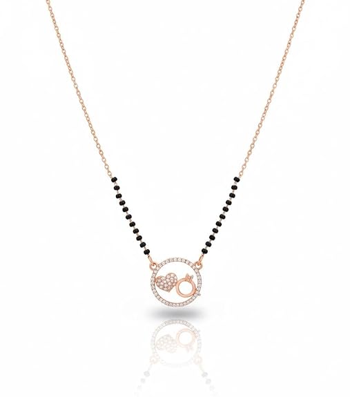 Womens Mangalsutra Fashion Jewellery with Round Open Circle Pendant.Round Circle Pendant Mangalsutra for Women