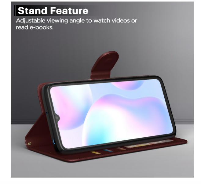 Redmi 9A / 9i Designer Brown Flip Cover – Slim, Lightweight & Full Protection