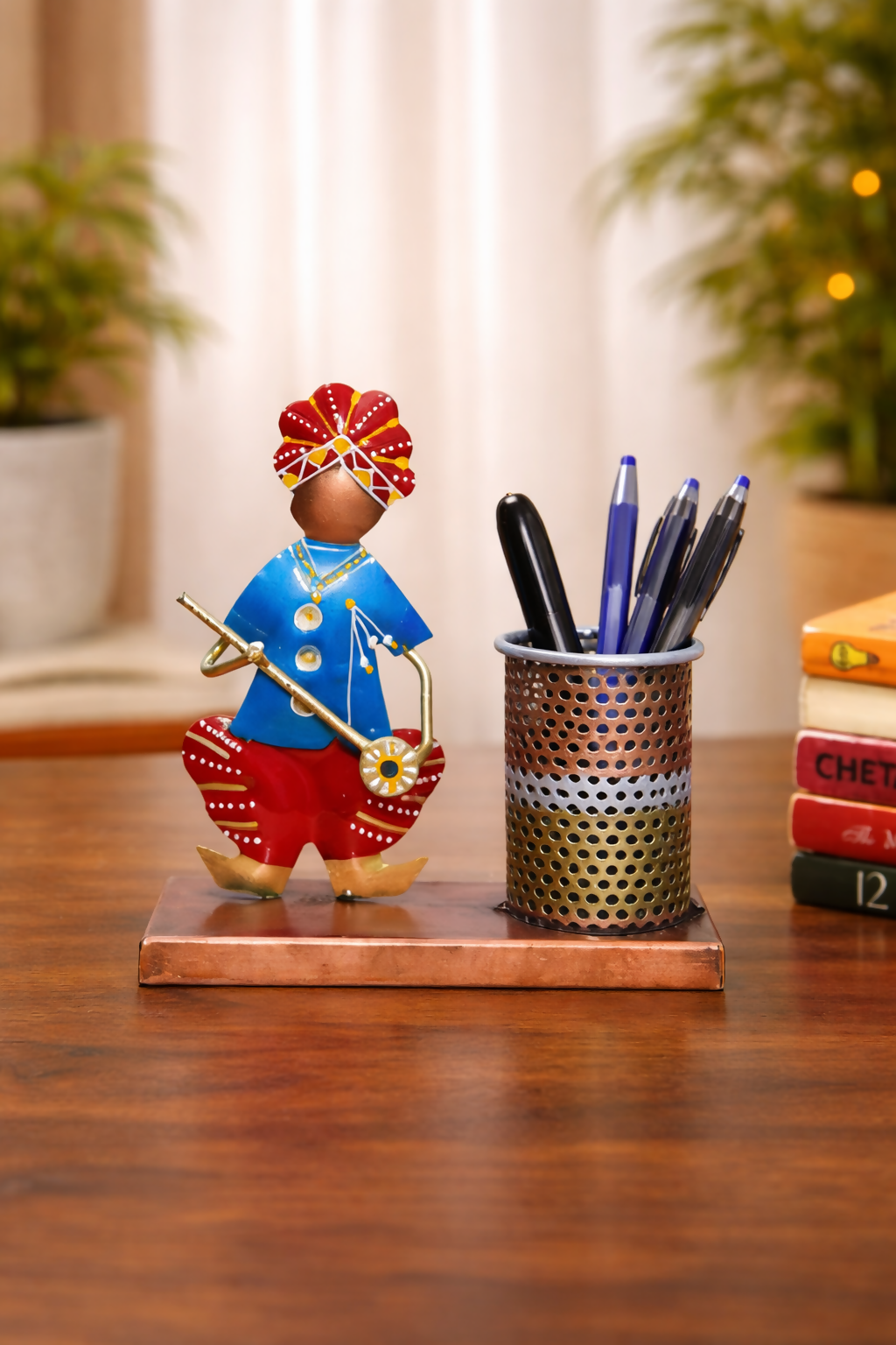 Rajasthani Musician Candle Holder | Handcrafted Metal Tea Light Stand for Table Decor & Home Decoration