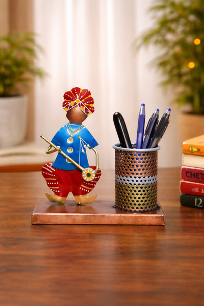 Rajasthani Musician Candle Holder | Handcrafted Metal Tea Light Stand for Table Decor & Home Decoration