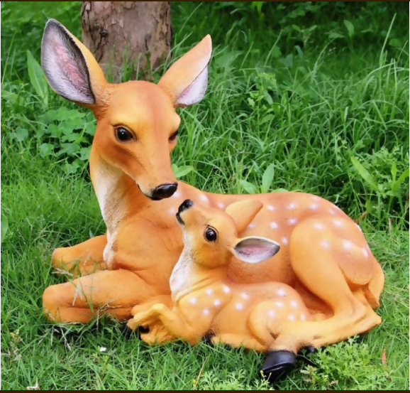 Mother Deer with Fawn Decorative Sculpture | Premium Resin Art
