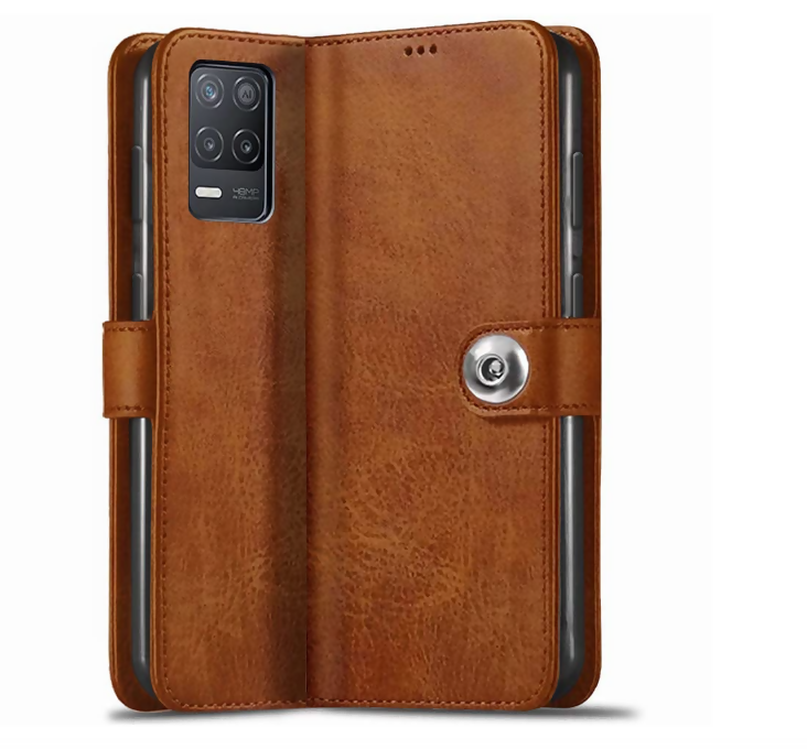 Realme Narzo 30 Designer Brown Flip Cover – Slim, Lightweight & Full Protection