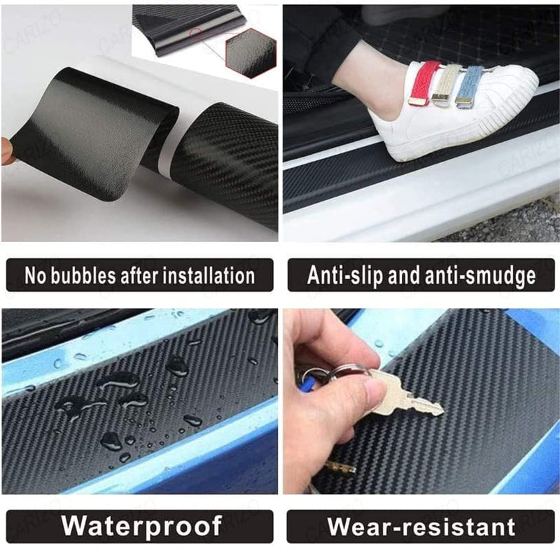 Carbon Fibre Leather Door Sill Sticker Protector