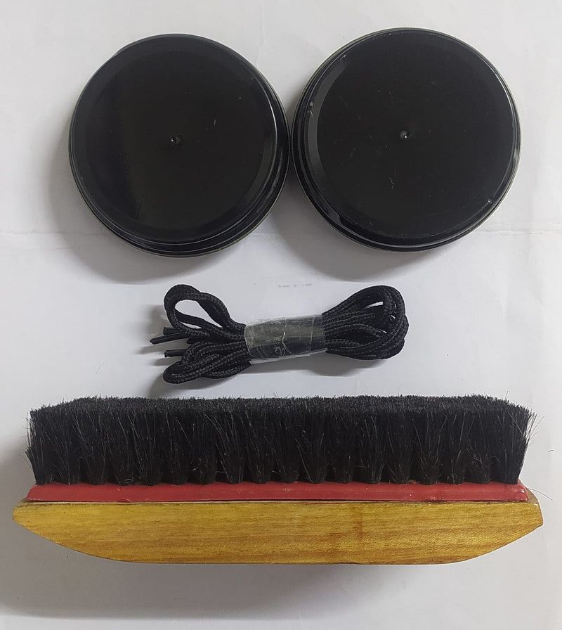 PACK OF  SHOE POLISH WAX - 2PC + SHOE BRUSH - 1 PC + SHOE LACES - 1 PAIR