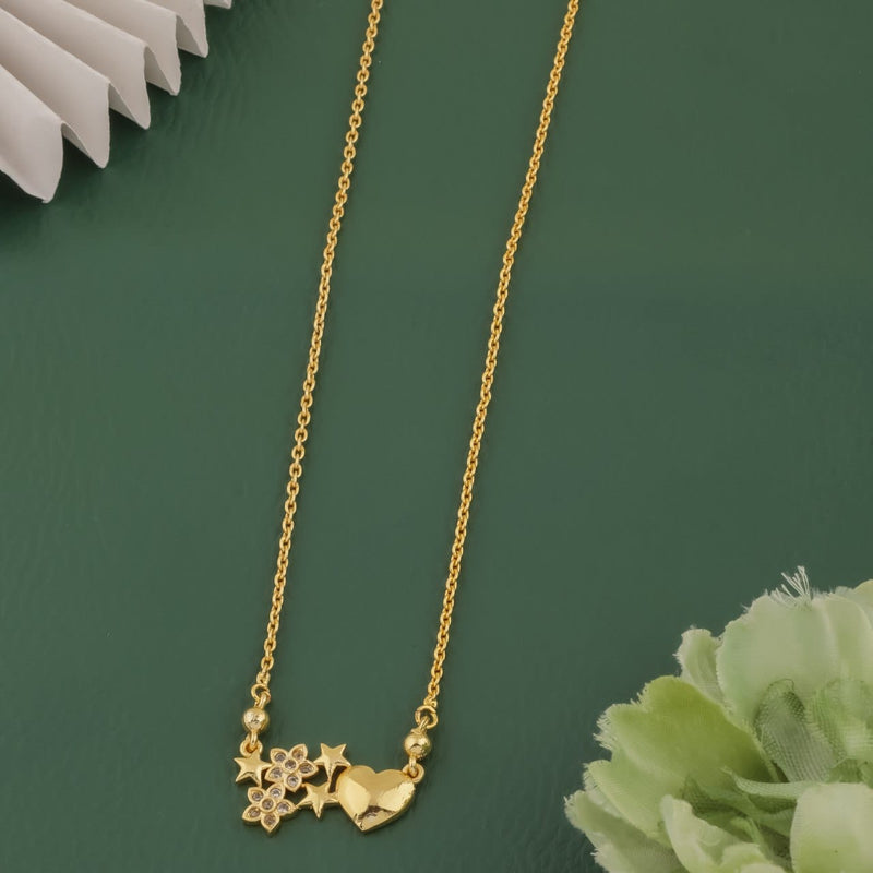 golden necklace with star and heart-shaped pendants