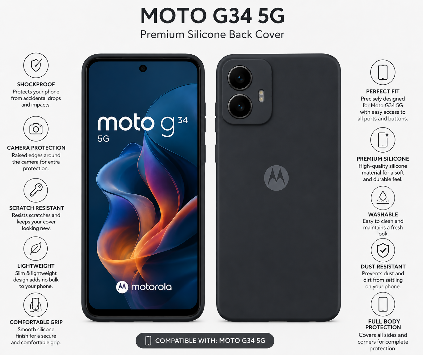 Back Cover for Moto G34 5G | Premium Designer Back Cover for Motorola Moto G34 5G | Shockproof Silicone TPU Mobile Case .
