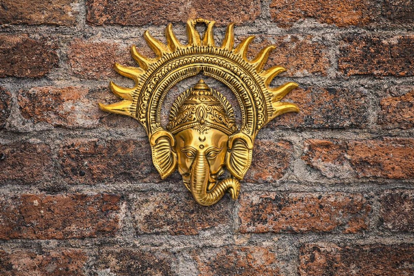 Luxury Brass Ganesha Wall Decor | Golden Ganpati Idol Hanging | Vastu Home & Office Decoration