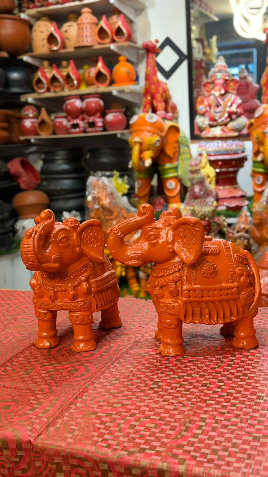 Premium Handmade Terracotta Elephant Statue 12 Inch | Traditional Clay Elephant Figurine | Artisan Crafted Home Décor | Eco-Friendly Terracotta Sculpture for Living Room & Office.
