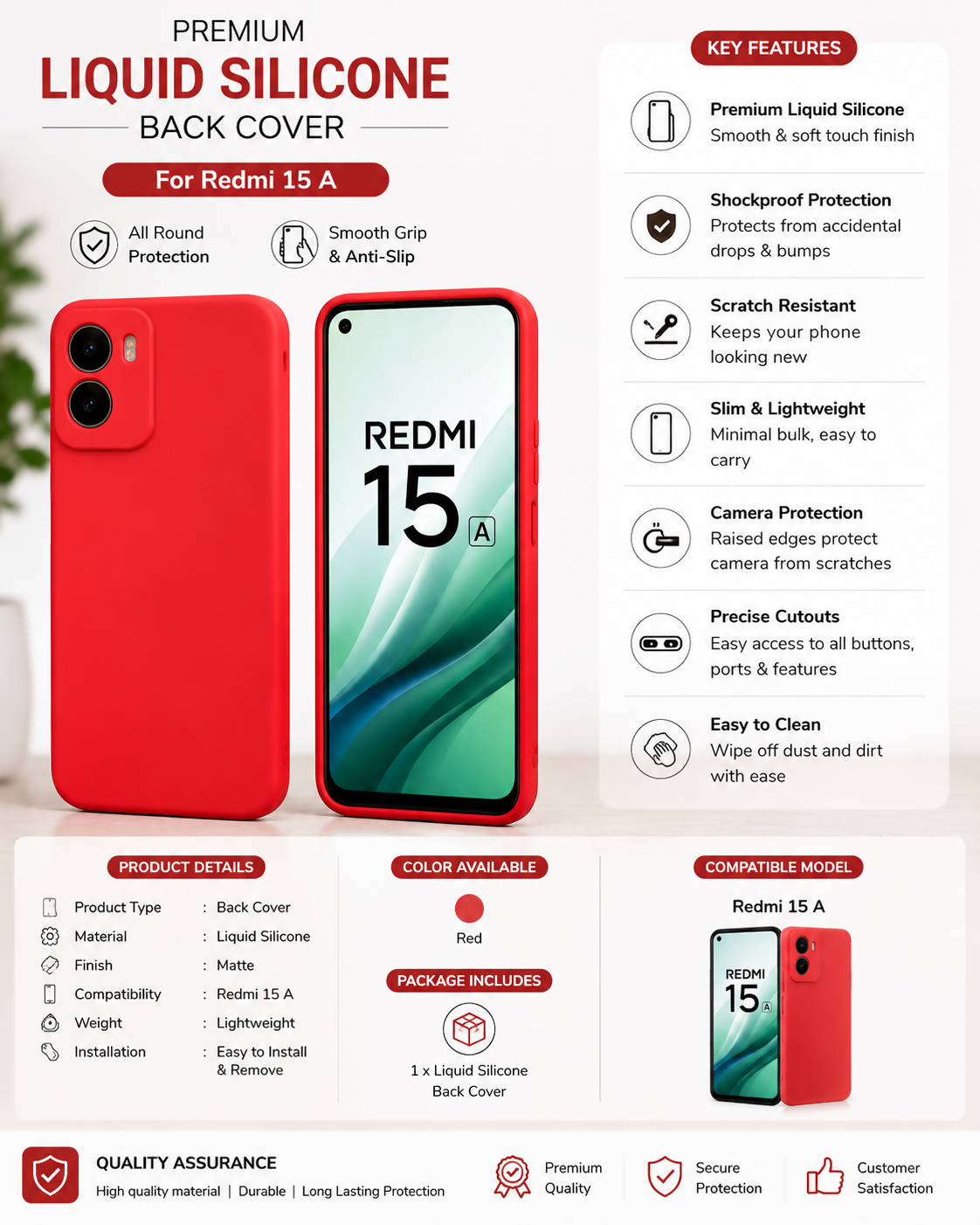 Redmi 15A Back Cover | Premium Shockproof Silicone Protective Mobile Case