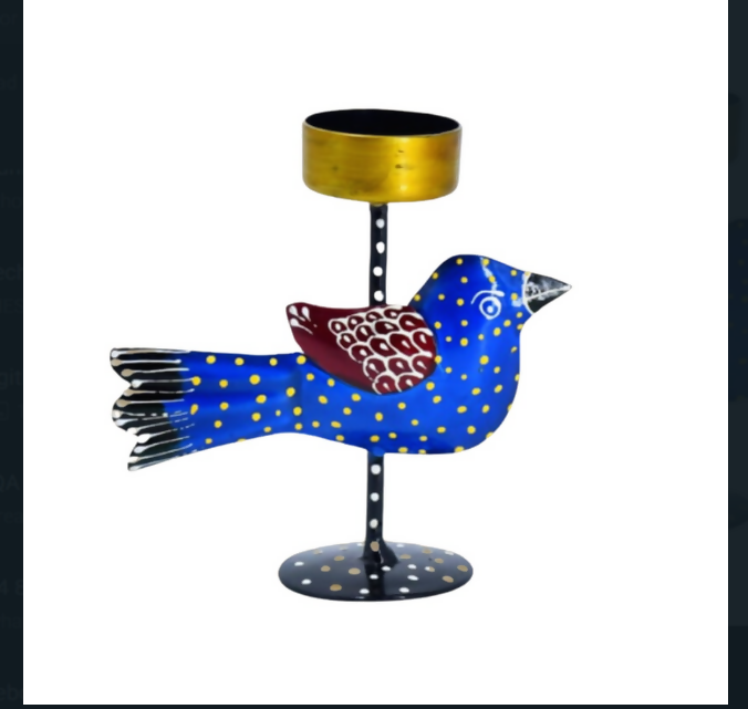 Handcrafted Metal Bird Tealight Candle Holder | Artistic Home Decor Showpiece & Festive Gift Item