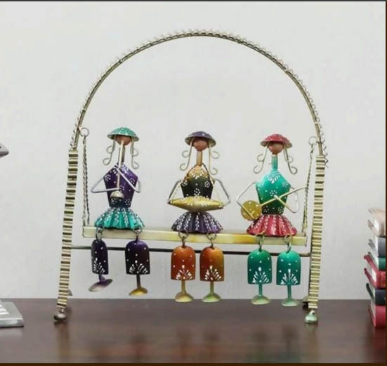 Handcrafted Metal Tribal Musician Showpiece | Ethnic Home Decor Figurines | Unique Gift Item for Living Room & Office