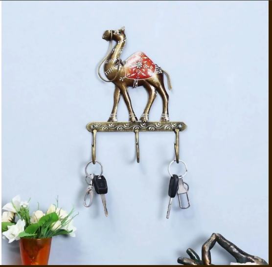 Camel Wall Key Holder | Decorative Key Stand for Home Entrance | Metal Key Hanger with Hooks | Stylish Home Decor