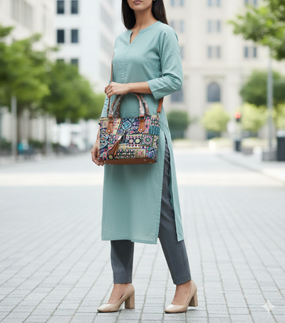 Colorful patchwork with geometric handbag for girls in handmade//வண்ணமயமான ஜியோமெட்ரிக் பாட்ட்ச்வொர்க் கொண்ட கைதையல் ஹேண்ட்பேக் – பெண்களுக்கு