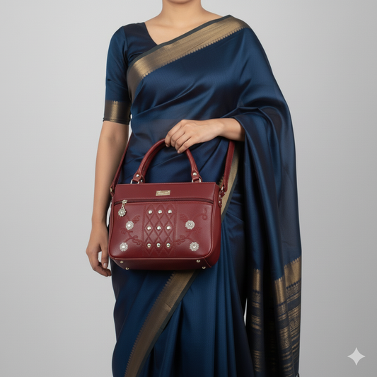 "Maroon Grace – Handcrafted Elegance with Floral Charm" For Traditional Women//மலர் அலங்காரத்துடன் கைதையல் நவீன அழகு, பாரம்பரிய பெண்களுக்காக"