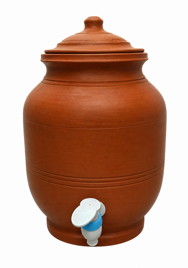 Terracotta Water Pot with Tap – Handmade Clay Matka for Natural Cooling & Safe Drinking Water.
