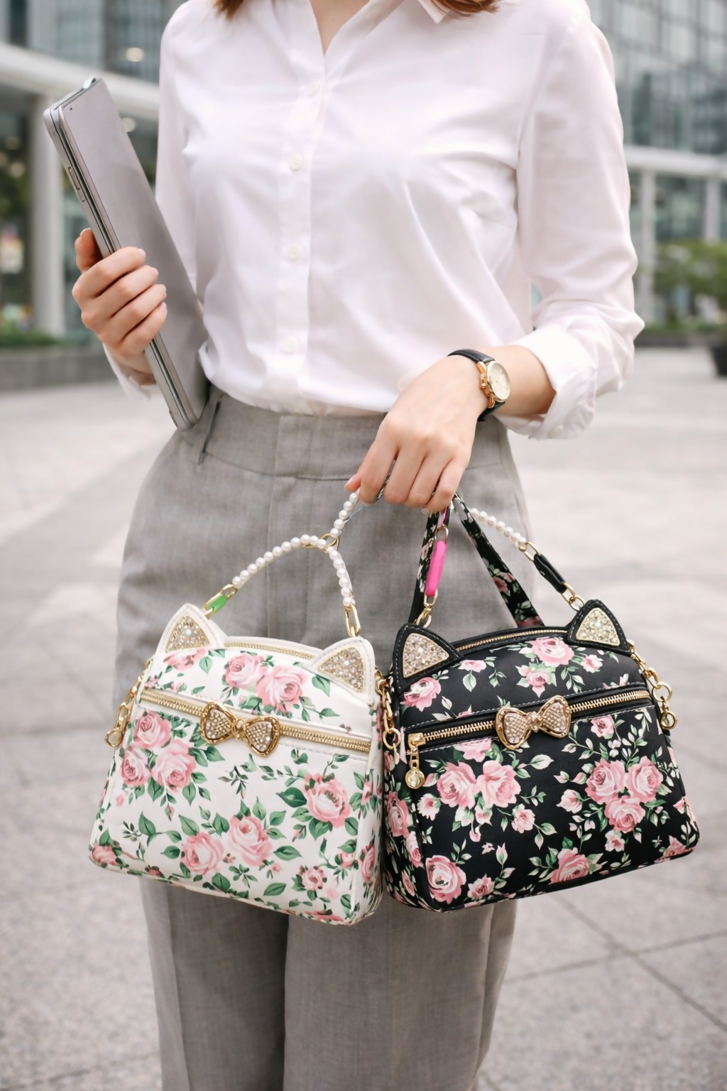 Women's Floral Print Handbag | Premium Fashion Shoulder Bag | Stylish Rose Pattern Ladies Handbag