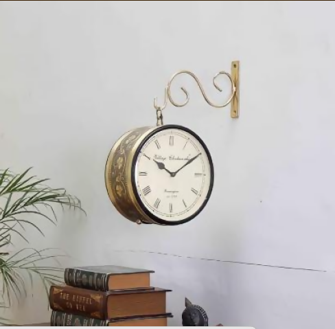 Vintage Double Sided Wall Clock for Home Decor – Antique Style Hanging Railway Clock, Retro Decorative Wall Watch for Living Room, Cafe & Office