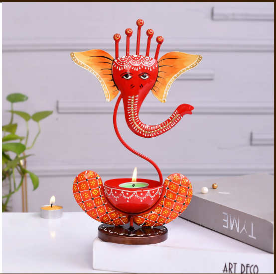 Handcrafted Ganesh Diya Stand – Decorative Pooja Lamp for Diwali & Festive Use